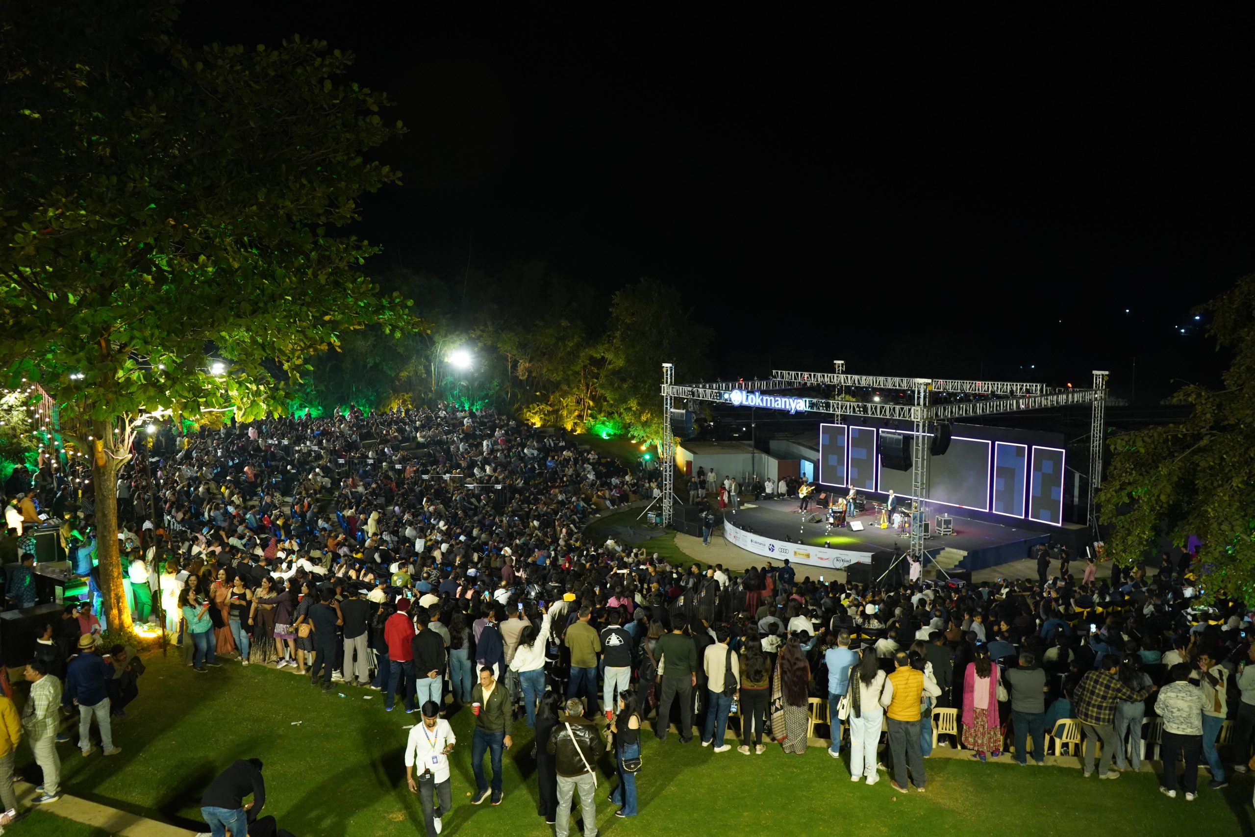 Stage lights at Sula Vineyards amphitheatre